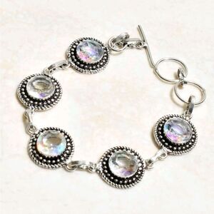 Stunning! White Topaz Gemstone Ethnic Handmade Bracelet Jewelry